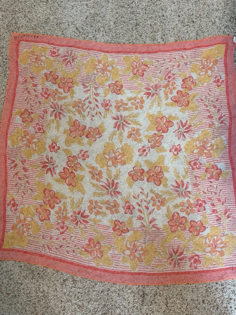 Vintage Vera Neumann 100% Silk Floral Scarf